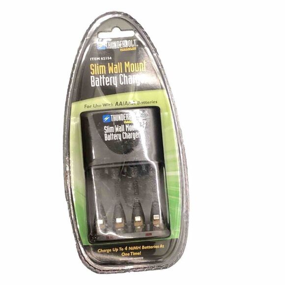 THUNDERBOLT Magnum Slim Wall Mount AA/AAA Battery Charger NEW —4 NiMH At 1 Time - Picture 1 of 11